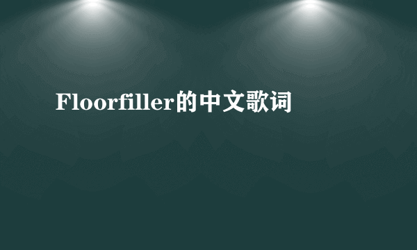 Floorfiller的中文歌词